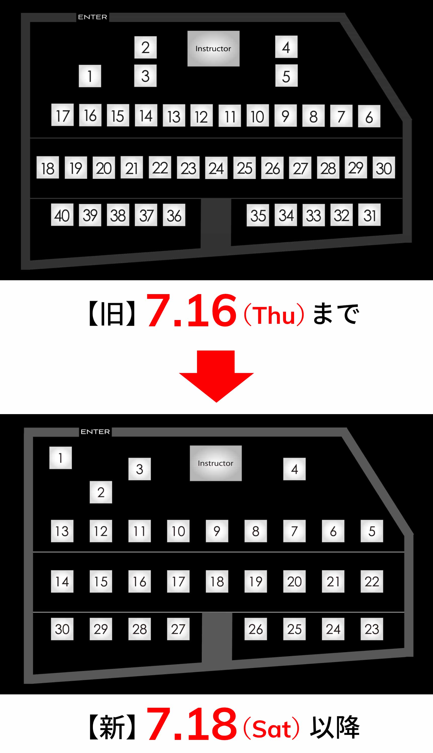 7月9日更新】バイクレイアウト変更のお知らせ | FEELCYCLE